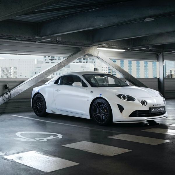 Electric Alpine A100 in car park